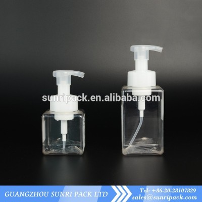 250ml 400ml Square foam pump PET bottle for hand wash, cleansing