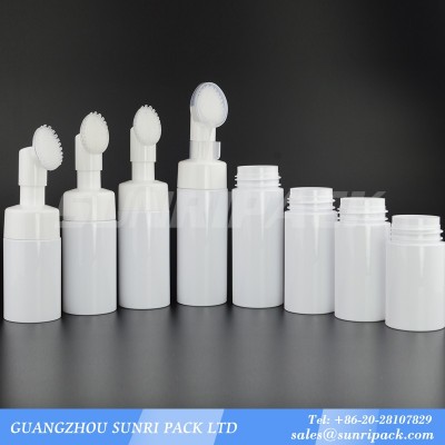 FREE SAMPLE!!! Silicone brush face wash foam pump white plastic bottle