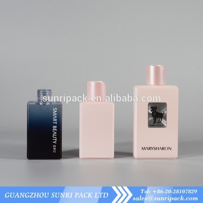 120ml 200ml luxury flat square solid pink shampoo lotion PETG  empty packaging bottle with disc cap